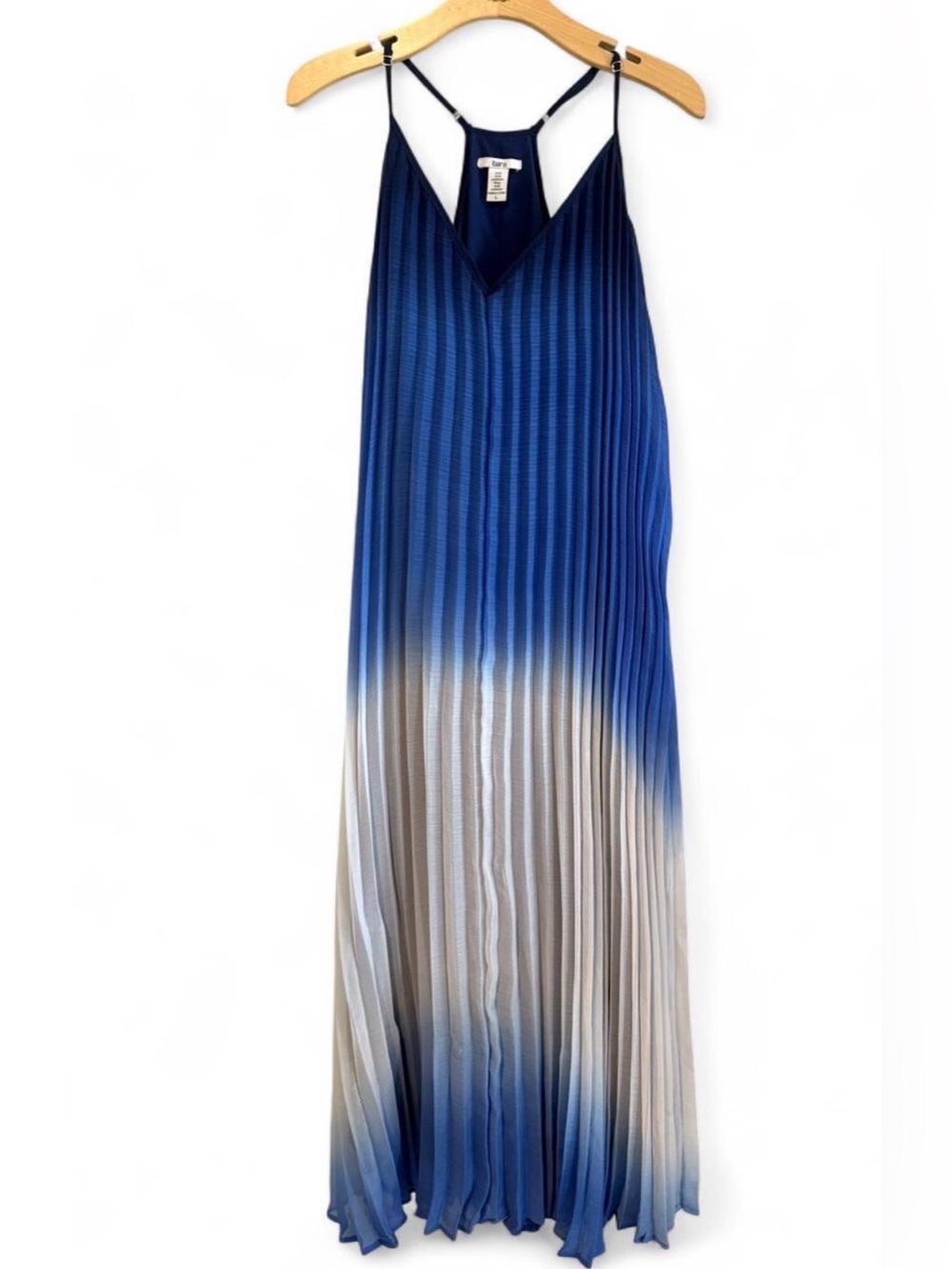 Pleated Ombre Blue to Cream Maxi Dress - Bar lll